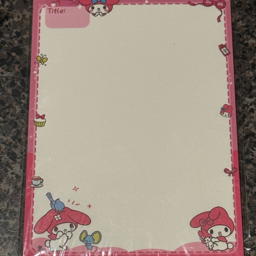 Sanrio My Melody & Cinnamoroll Pink Notepad Set with Character Pen - Picture 3 of 8
